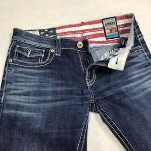 ROOKIES Lennon Jean Men 34x33 Low Rise Narrow Dark Whisker Wash Stretch